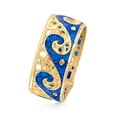 thumbnail image 3 of Ross-Simons Italian 14kt Yellow Gold Wave Ring With Blue Enamel, Women's, Adult, 3 of 5