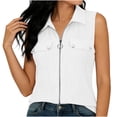 thumbnail image 5 of Mifsaly Sleeveless Full Zipper Shirts for Women Collared Tank Tops Slim Fit Dressy Casual Blouses Summer Casual Fashion Outfits 2026 XL, 5 of 6