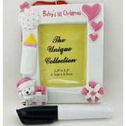 Babys First Christmas Pick Ornament 2021 Baby Girl Picture Photo Frame Ornaments Pregnancy Gifts New Baby Gift Keepsake | Includes Black Pen Marker to Personalized Christmas Ornaments