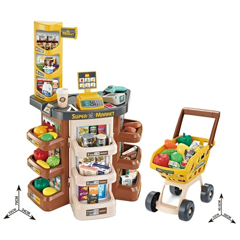 Supermarket Set 47-Piece Pretend Grocery Playset with Cash