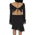 thumbnail image 4 of Musuos Women Off Shoulder Sheer Mesh Crop Tops Fringed Irregular Skirt Party Dresses, 4 of 6