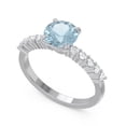 thumbnail image 2 of Diamond-Capitals 2.25 Carat Round Shape Natural Diamond & Aquamarine Gemstone Luxurious Bridal Ring for Ladies Solid 18K White Gold Size 9.5, 2 of 7