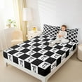 thumbnail image 4 of Homewish Cartoon Bowknot Child Twin Sheet Sets, Black White Checkered Twin Fitted Sheet, Chic Buffalo Plaid Flat Sheet, Lightweight Room Decor, 3 Pieces, 4 of 7