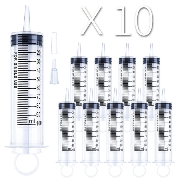Paquete de 10 jeringas de plástico de 1 ml/cc, jeringas medidoras de líquidos, herramientas selladas individualmente con medición para laboratorios científicos, medición de líquidos, alimentación de m