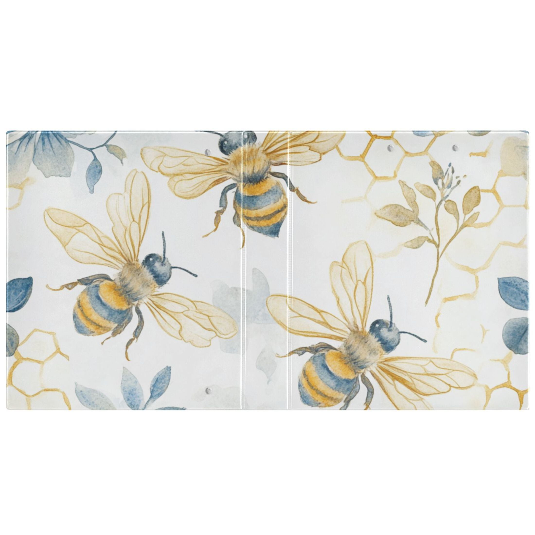 Bees and Flowers 3 Ring Binders 1.5 inch Hardcover File Folders with Interior Pockets A4 Size Organizer for School Office Hospital