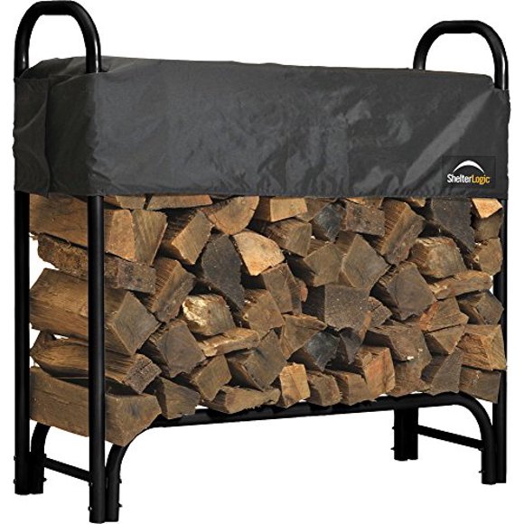 ShelterLogic Backyard Storage Series Covered Firewood Rack, Black, 4-Feet