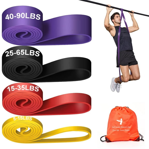 Genreen Pull Up Assistance Bands Set 5 LBS - 230 LBS, Long Resistance Bands for Pull Ups Working Out, Gym Workout Bands for Men Exercise Muscle Training and Shape Body - Carry Bag Included