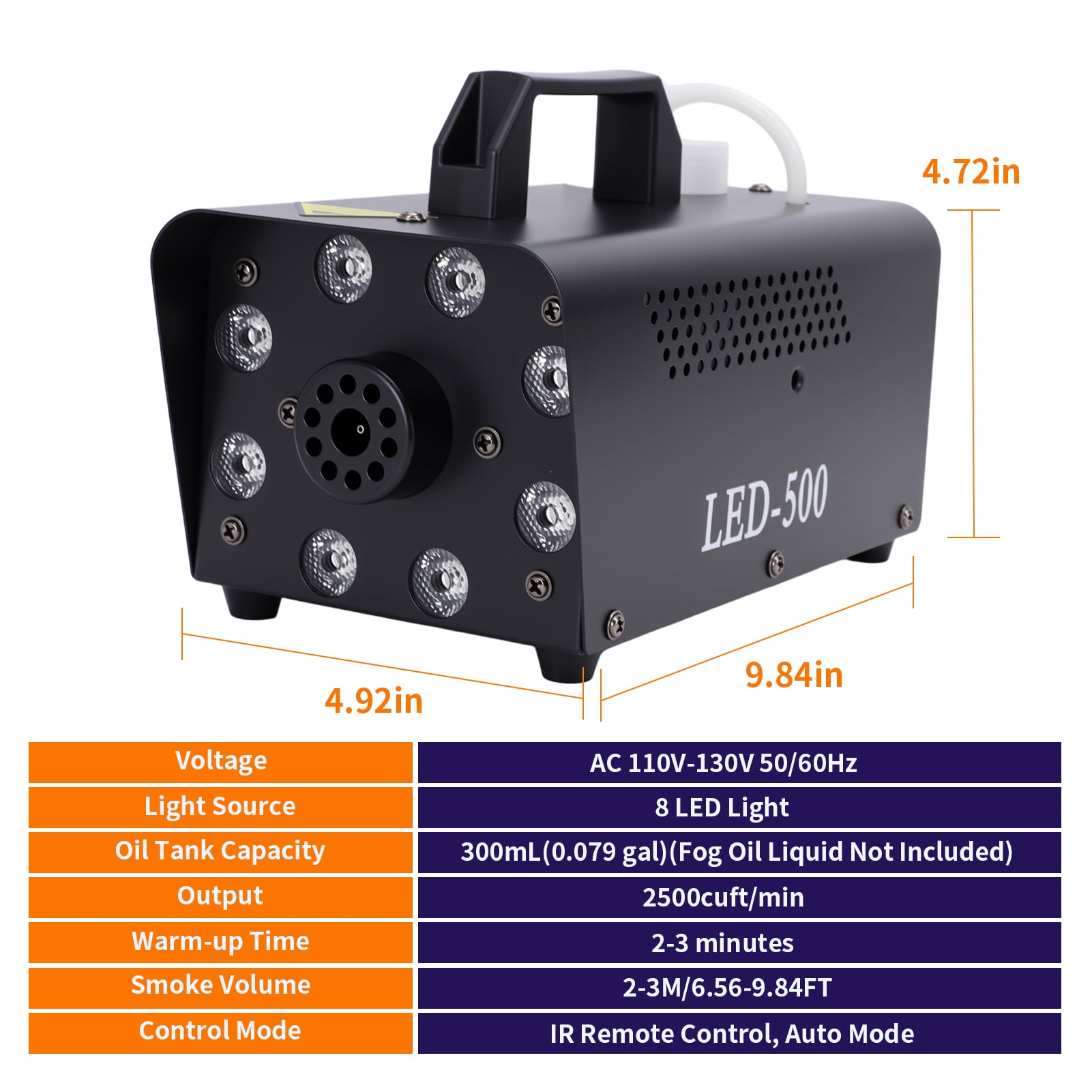 Fog Machine with 13 Colorful LED Lights Effect, 500W Smoke Machine with 1 Wired Receiver and Wireless Remote Controls, Auto Mode 2000CFM Fog, Perfect for Wedding, Halloween, Party and Stage Effect