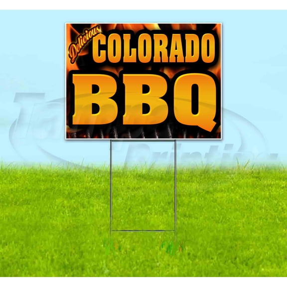 Colorado BBQ (18" x 24") Yard Sign, Includes Metal Step Stake