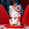 thumbnail image 3 of Estatua de gato de la suerte, colección de figuritas Feng Shui, amuletos decorativos para la vida blanco, 3 of 8