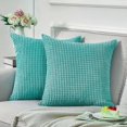 thumbnail image 4 of KAIYANG Funda de almohada para sofá cama de 2 piezas, pana triturada, cuadrada, decorativa, 12 x 20 pulgadas, verde, 45 cm x 45 cm, verde, 4 of 5