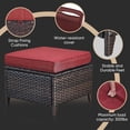 thumbnail image 3 of Gymojoy Outdoor PE Wicker Ottoman Set of 2 Patio Rattan Footrest Seat with Soft Red Cushion, 3 of 7
