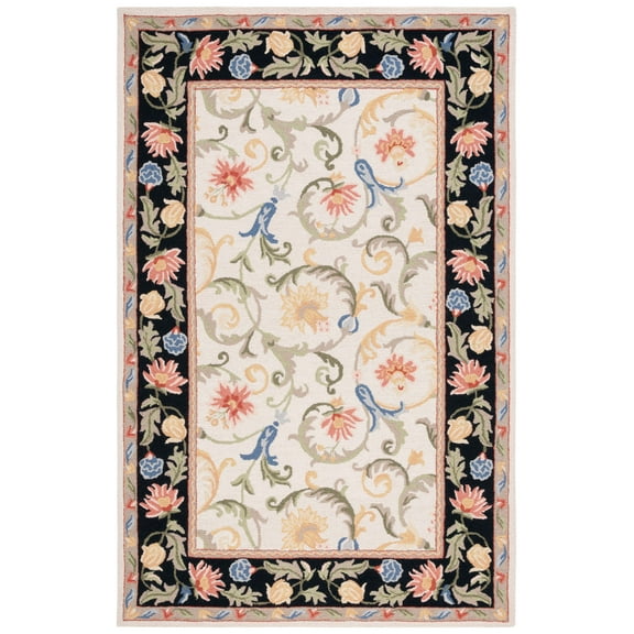SAFAVIEH Chelsea Lorna Bordered Area Rug, Ivory/Black, 3'9" x 5'9"