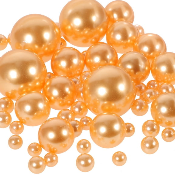 125 Pcs Vase Filled with Pearls Floating Gold Beads Colorful Ornaments Golden