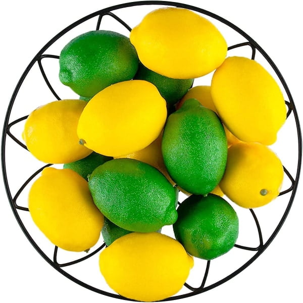 20pcs Artificial Lemons and Limes, Fake Fruit Lemons for Home, Kitchen, Party Decoration, 3' x 2' Yellow Green