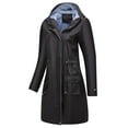 thumbnail image 4 of Previn Women's Hooded Rain Coat Zip Up Raincoat Long Anorak Waterproof Rain Jacket Zipper with Pockets Black X-Large, 4 of 4