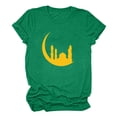 thumbnail image 5 of Penkiiy Happy Ramadan Tops Blouse for Women Women's Graphic Tees Moon Print Short Sleeve Round Neck T Shirts Tops M Mint Green, 5 of 6
