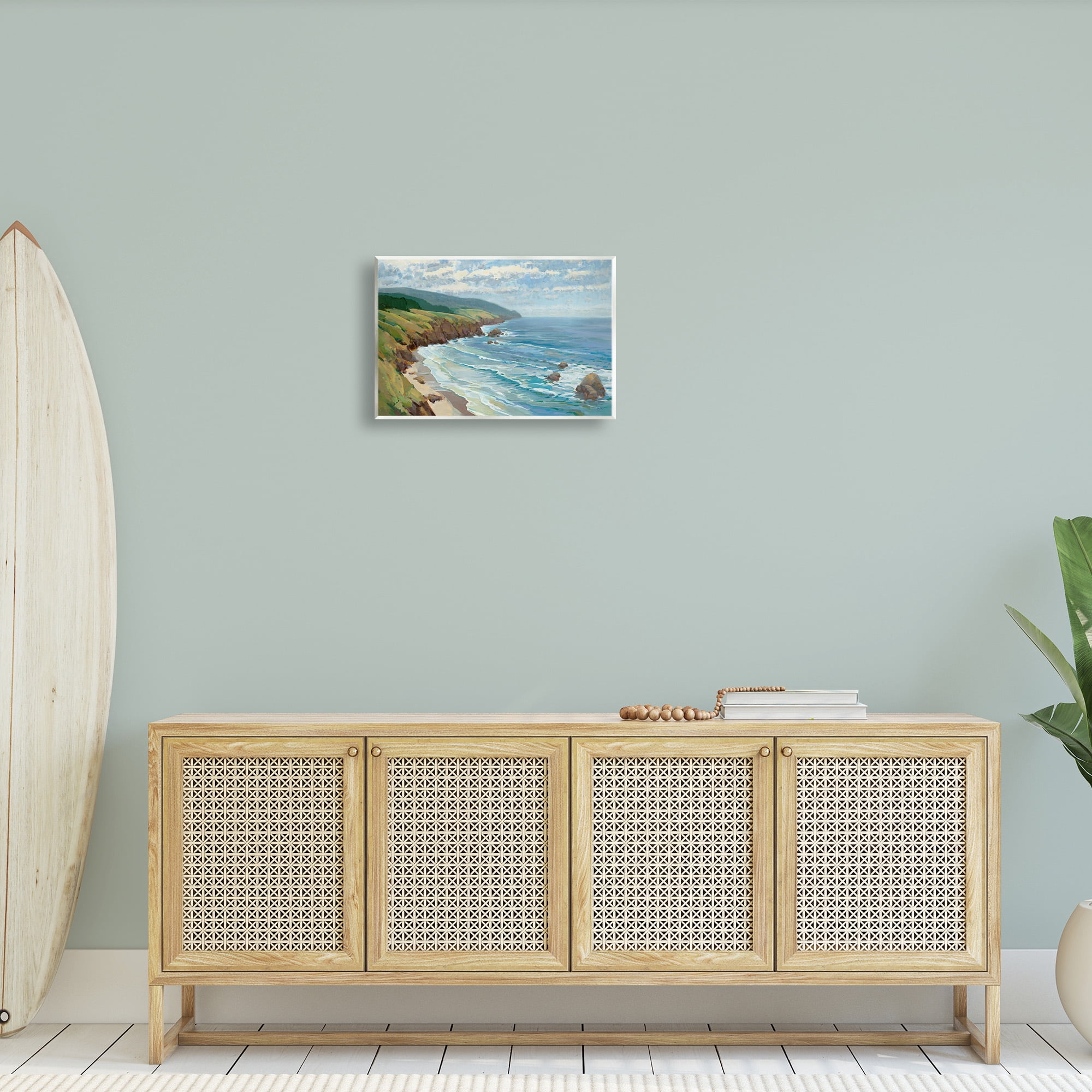 Stupell Industries Overlooking Beach Cliffs Landscape Painting Unframed Art Print Wall Art, 19 x 13