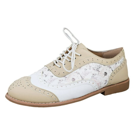 

Ladies Fashion Daily Color Flat Shoes Casual Lace Up Sneakers Leather Shoes
