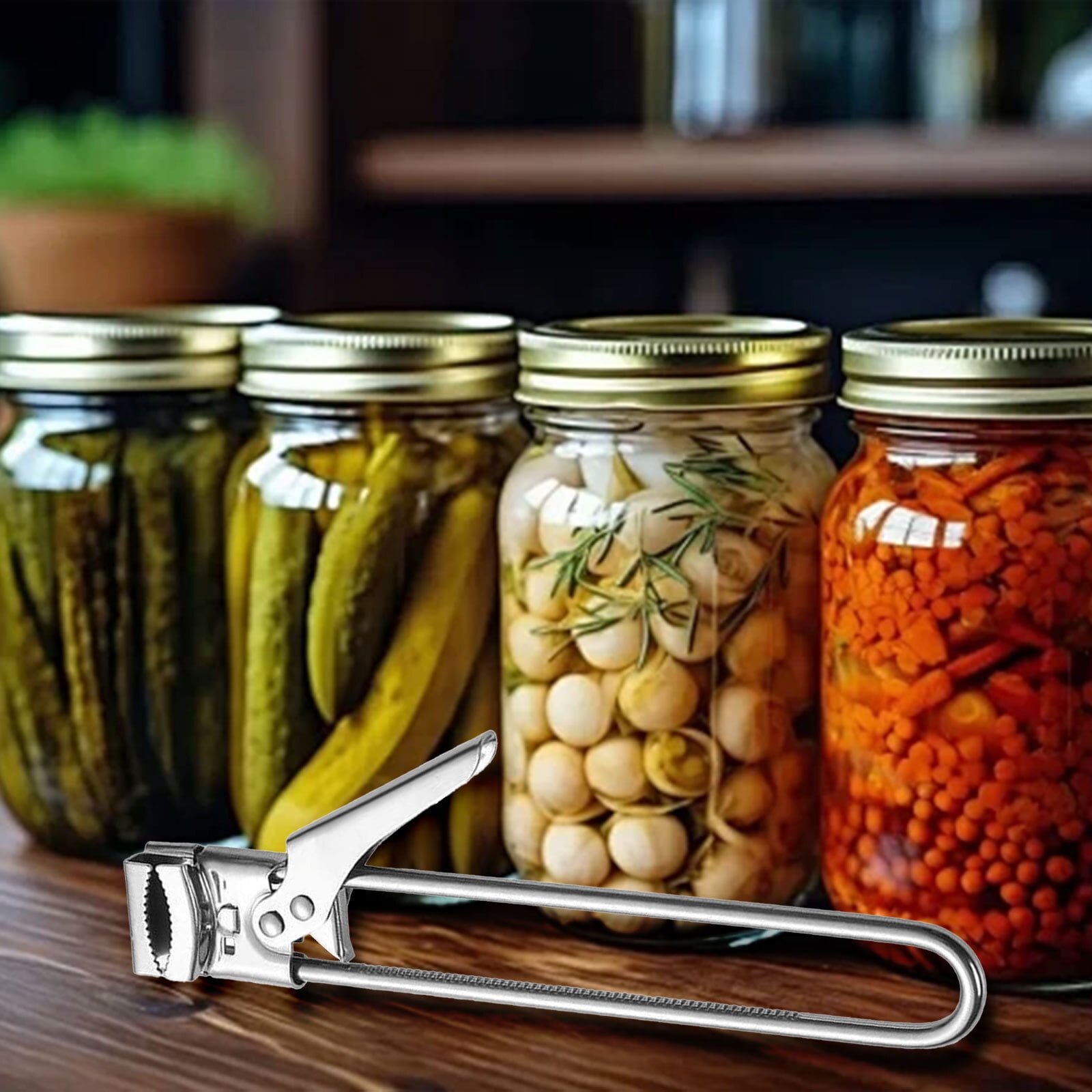 New Adjustable Stainless Steel Jar Opener, Multifunctional Jar Lid Opener for Weak Hands, Stainless Steel Can Opener Jar Lid Gripper Bottle Opener for Various Cap Kitchen Gadgets Accessories