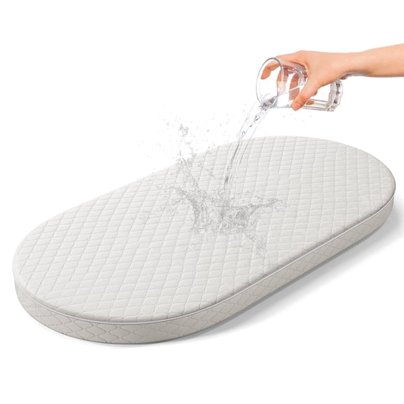 Bassinet Mattress Oval 15" x 30" Foam Waterproof Padded Design