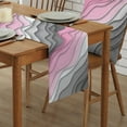 thumbnail image 2 of Table Runner Dresser Scarves 72 Inch Long, Pink and Grey Gradient Modern Geometric Linen Dining Table Runners Abstract Beach Tabletop Scarf for Wedding Holiday Party Kitchen, 2 of 7
