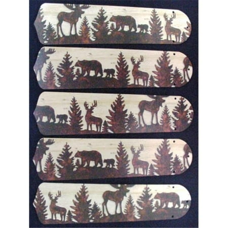 Rosewood 52 Inch Fan Blades - Ceiling Fan Designers 52SET-ANI-BMDRC New BEAR MOOSE DEER 52'' Ceiling Fan BLADES ONLY