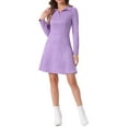 thumbnail image 2 of INSPIRE CHIC Women's Faux Suede Lapel Neck Long Sleeve A-Line Dress M Purple, 2 of 6