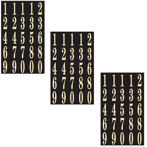 Hy-Ko Self-Stick Number Stickers - 2 Inch Black & Gold - 3 Pack