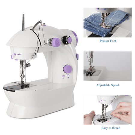 Mini Sewing Machine for Beginner, Dual Speed Portable Machine with Extension Table, Light, Sewing Kit for Household, Travel