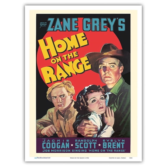 Home on the Range - Starring Jackie Coogan Randolph Scott - Vintage Film Movie Poster c.1934 - Master Art Print (Unframed) 9in x 12in