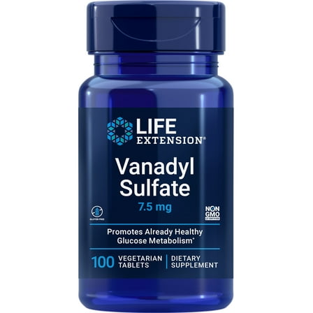 Life Extension Vanadyl Sulfate, trace mineral, vanadium, healthy glycemic balance, healthy metabolism, hormone function, Gluten-Free, Non-GMO, Vegetarian – 100 Tablets