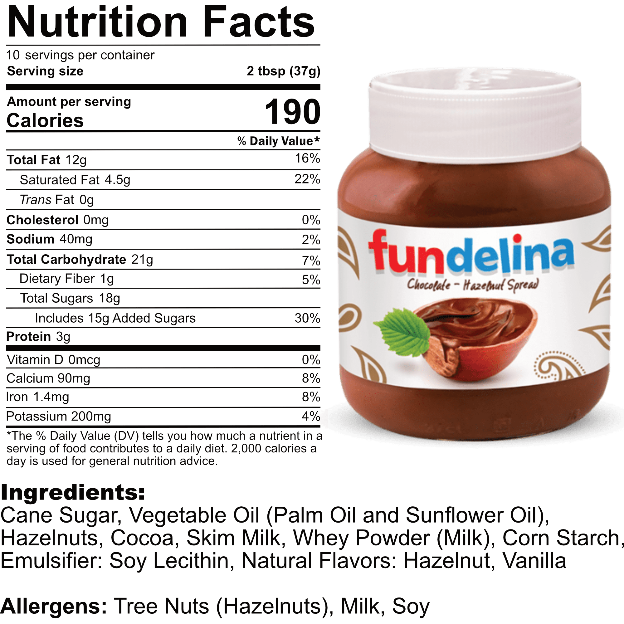 Fundelina Hazelnut Spread Chocolate, Strawberry, Vanilla Flavors, Spreader Included, 3-Count