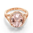 thumbnail image 2 of Gem Stone King 5.55 Ct Oval Peach Simulated Morganite 18K Rose Gold Plated Silver Ring, 2 of 5