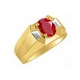 thumbnail image 3 of RYLOS Men's Rings Yellow Gold Plated Silver Rings Classic Designer  9X7MM Oval Gemstone &  Diamond Ring Ruby July Birthstone Ring Size 13, 3 of 7