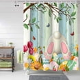 thumbnail image 3 of Easter Shower Curtain Bunny Egg Bathroom Curtains with Hooks, Waterproof Fabric Flower Rabbit Tree Branch Wood Shower Curtains Set for Bathroom Bathtubs Seasonal Spring Holiday Decor Gift 36x72 Inch, 3 of 6