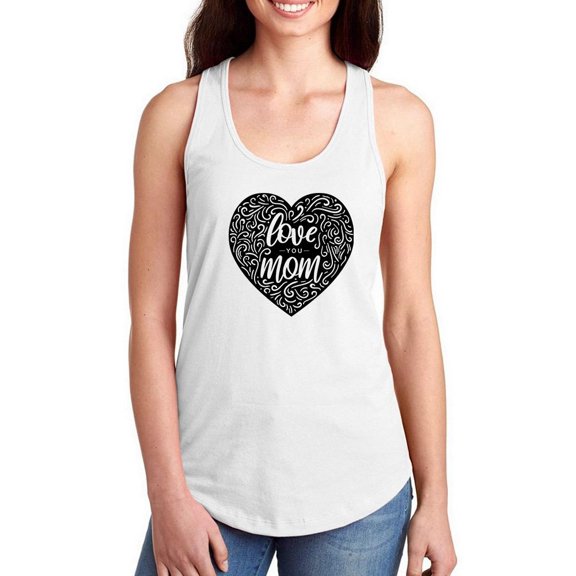 Love You Mom Carved Heart Racerback Tank Women -Image by Shutterstock, Female x-Small