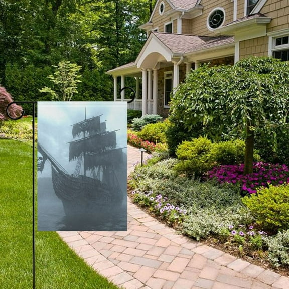 Pirate Ship with Skull Garden Flag 12x18 inch Double Sided Outside Yard Decorations for Home Outdoor