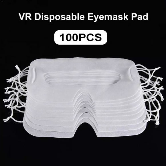 nipocaio 100 Pack Disposable Face Mask Non Woven Eye Mask White Sanitary Eye Mask Cover Compatible with H-T-C Vive Virtual Reality Headset