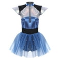 thumbnail image 4 of Mufeng Women's Space Cadet Costume Halloween Alien Cosplay Costume Metallic Shiny Tulle Skirt Rave Blue XL, 4 of 7