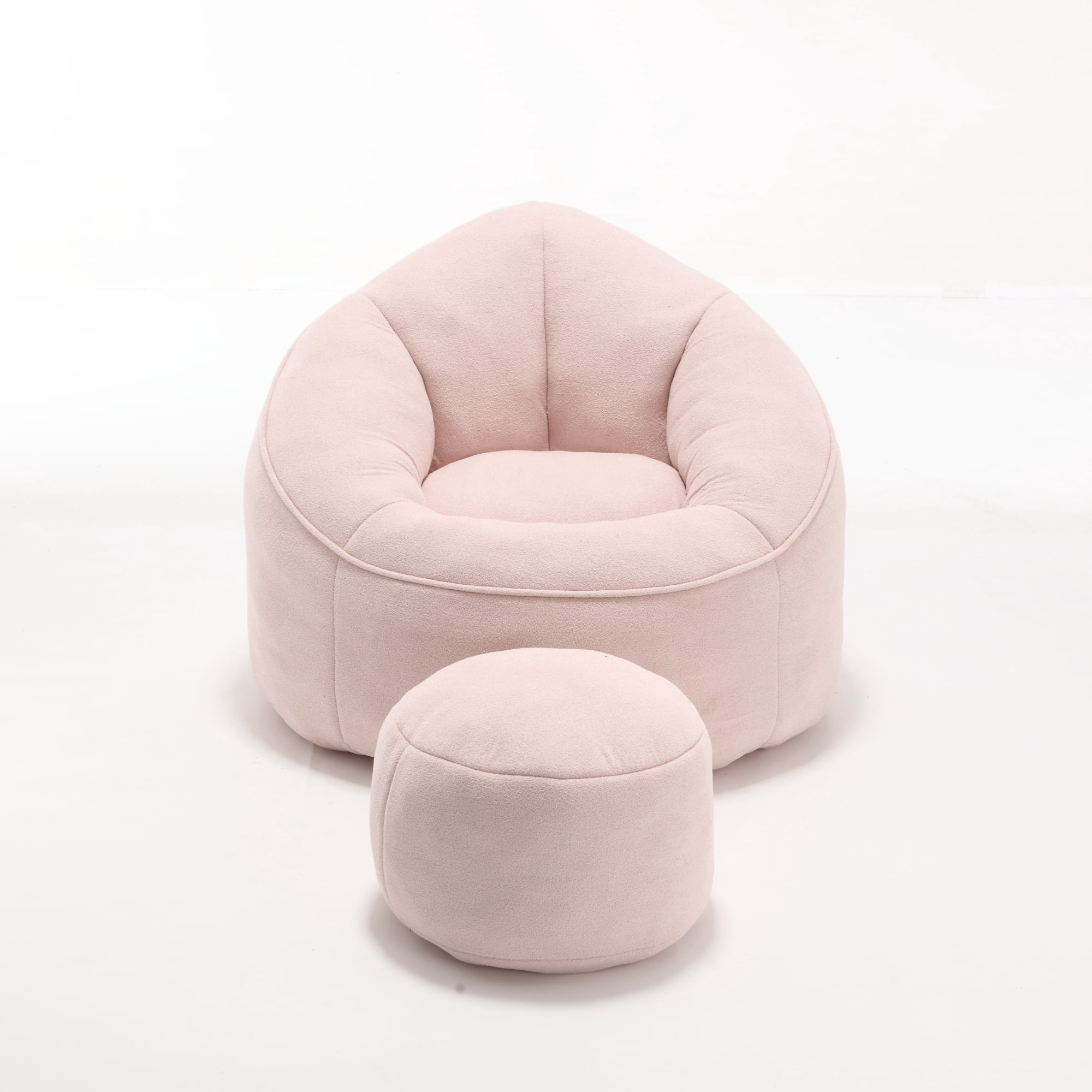 Jopath Bean Bag Chair with Footstool, Lazy Sofa for Adults and Kids, Floor Sofa for Gaming Reading Living Room Bedroom Pink