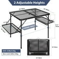 thumbnail image 3 of 36x24 Folding Grill Table for Outside with 2 Side Tables, Lightweight Portable Metal Aluminum Outdoor Grill Table with Adjustable Height Legs, Great for Camping Picnic Cooking BBQ, Black 3ft, 3 of 18