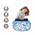 thumbnail image 2 of Paisley Storage Toy Bag Chair, Mediterrian Themed Design with Water Color Hand Drawn Flowers and Leaves Print, Stuffed Animal Organizer Washable Bag, Large Size, White and Blue, by Ambesonne, 2 of 3