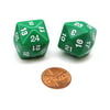 Koplow Games Set of 2 D24 Opaque 24mm 24-Sided Gaming Dice - Green with White Numbers #11791