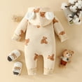 thumbnail image 4 of Viworld Baby Infant Boys Girls Toddler Baby Bear Printed Romper Plush Cute Bear Ears Jumpsuit Winter Thick Keep Warm Outfits Long Sleeve Onesie, 4 of 9
