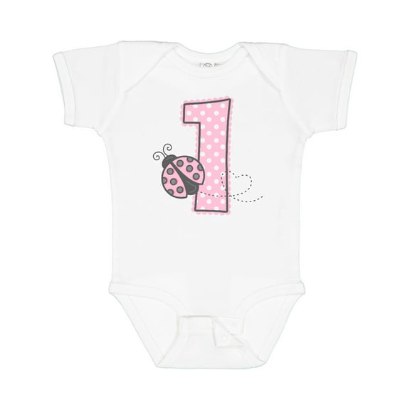 Inktastic Pink Ladybug 1st Birthday Girls Baby Bodysuit