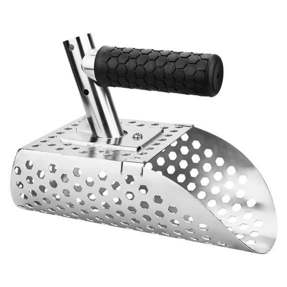Sand Scoop for Metal Detecting, Heavy Duty Metal Detector Beach Finds Scoop, Stainless Steel Metal Detecting Tool Digging Shovel Fast Sifting Stainless Steel Shovel