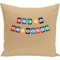 Simply Daisy 16" x 16" Happy Birthday Word Print Pillow