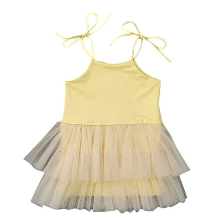 

Little Girl Dress Kids Toddler Baby Girls Spring Solid Color Tulle Sleeveless Princess Clothes Summer Cool