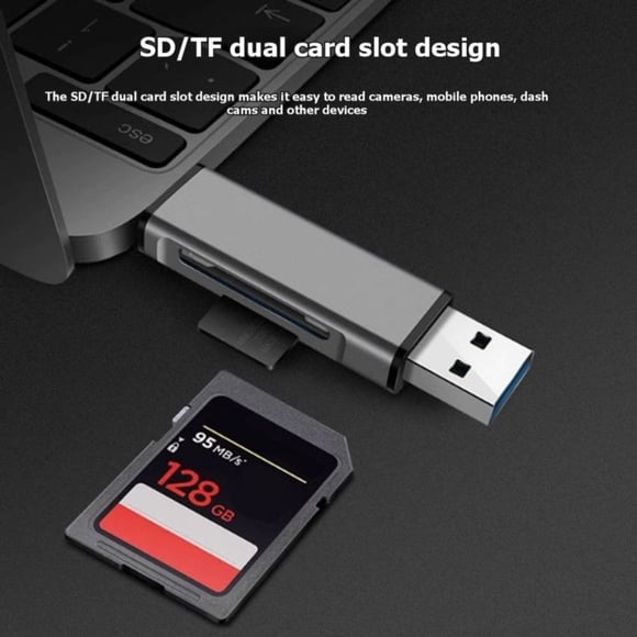 Lector de Tarjetas Multifuncional de Doble Puerto Tipo C/USB 2.0 Compatible con Tarjetas de Memoria SD y TF Plug & Play para Teléfono y PC